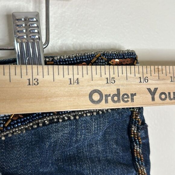 Express ladies beaded sequins embellished micro shorts denim shorts size 4 - Picture 4 of 9